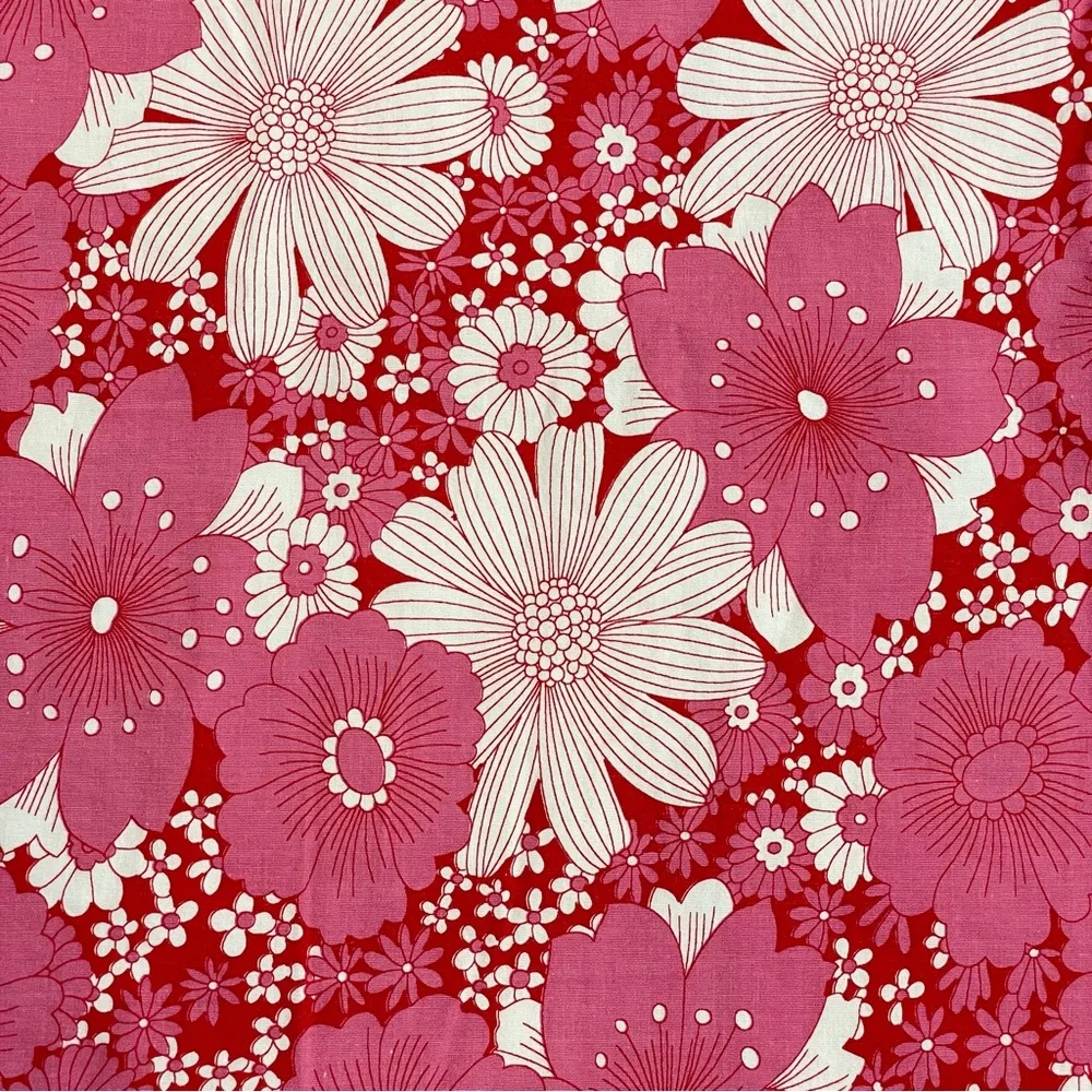 Charlotte Russe Vintage 90s Pink Cotton Floral A-Line Midi Skirt